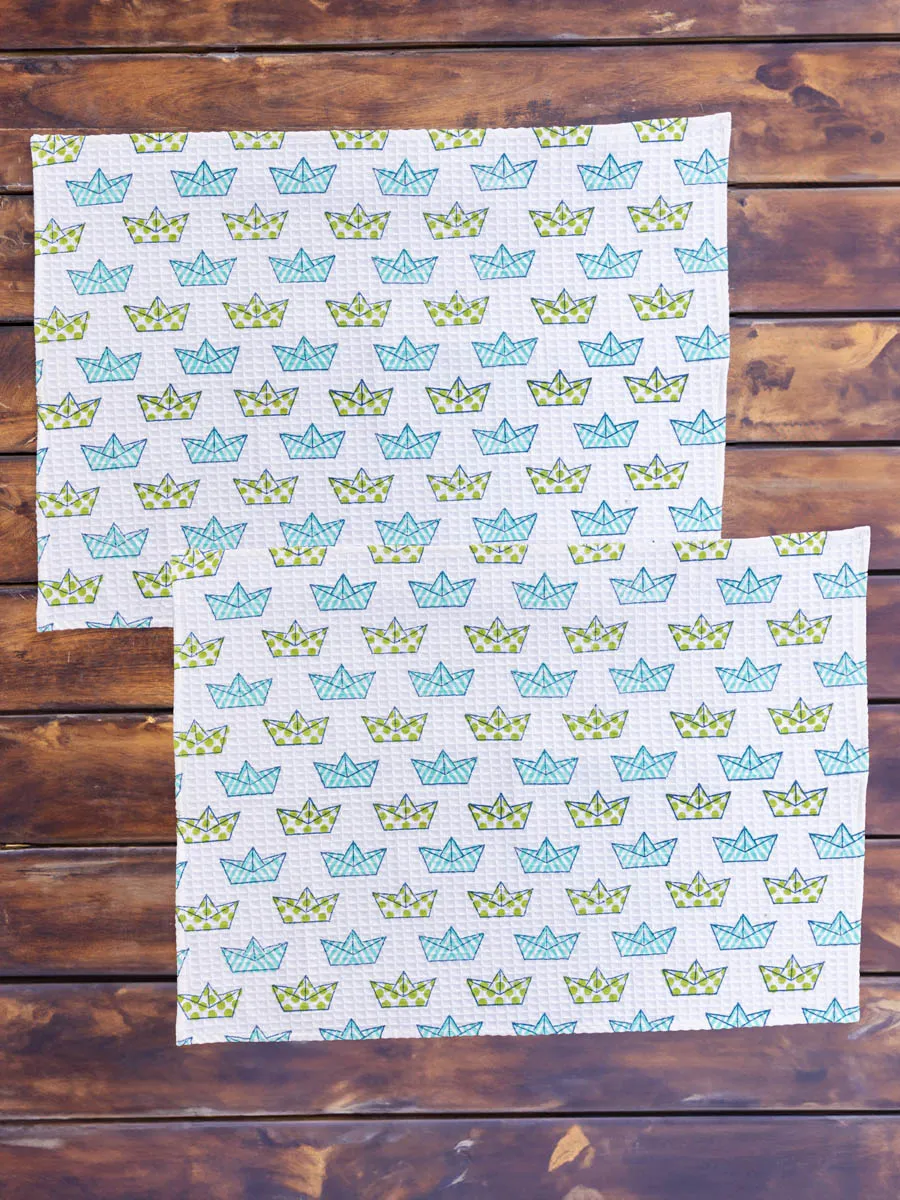 Set of 4 - Nautical Hand Block Printed Bath Set